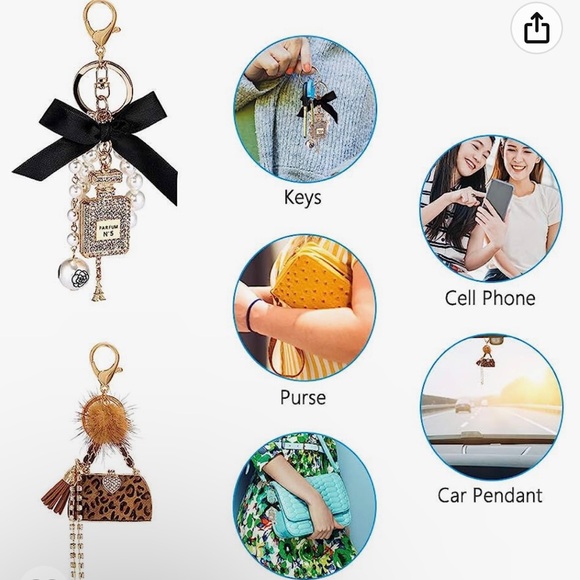 New leopard print bag charm Keychain with plush ball - Picture 6 of 6